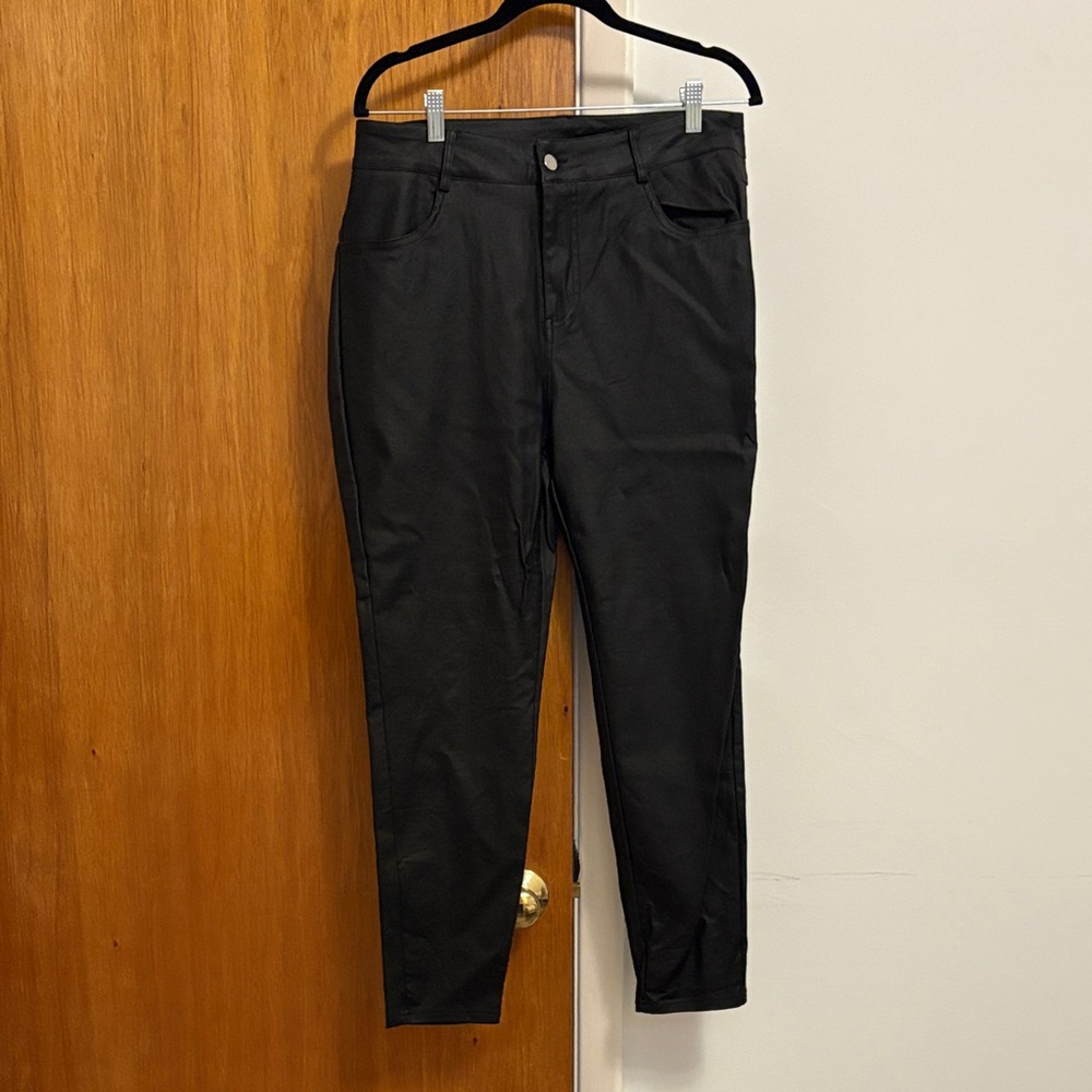 Stylish Faux Leather Black High-Waisted Pants